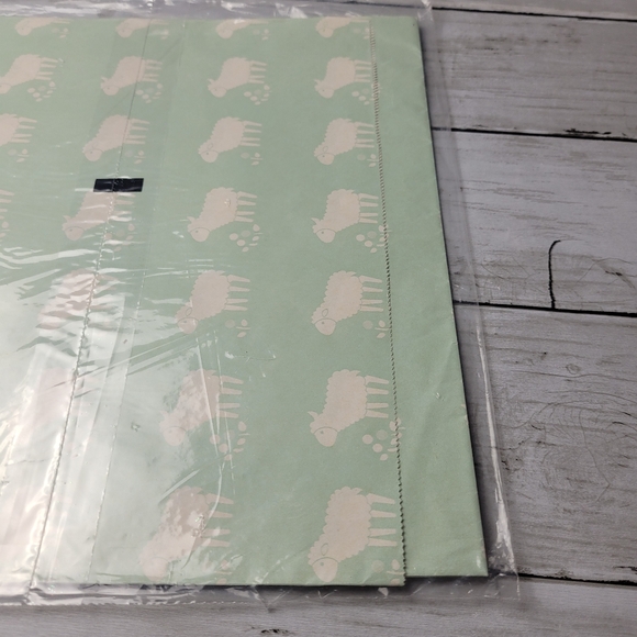 Vintage Artfaire Gift Wrap All Occasion Lamb Sheep Cottagecore Mint Green Cream - Picture 3 of 11